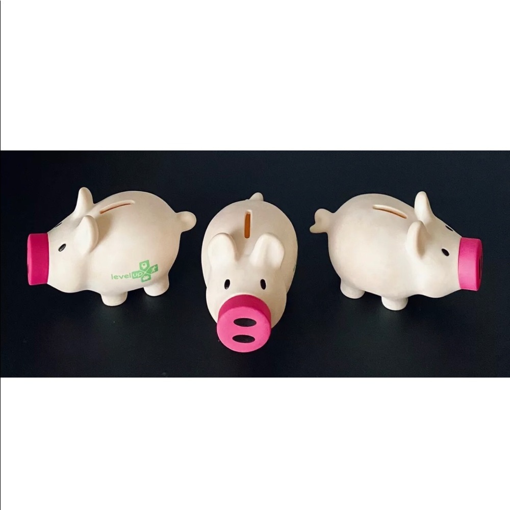 Lot of 3 NEW Piggy Bank Shatterproof Level Up Coin Bank w/ Removable Snout